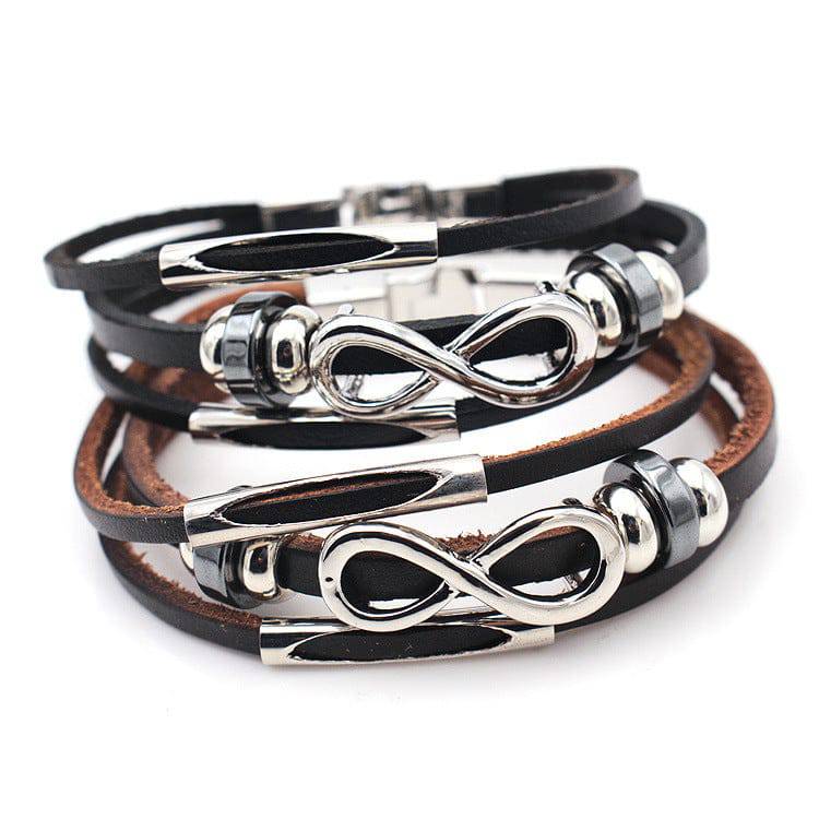 neutral non-mainstream leather retro men's leather bracelet bracelet 8 word unlimited symbol