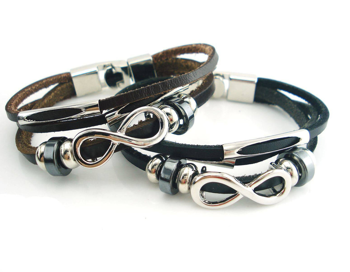 neutral non-mainstream leather retro men's leather bracelet bracelet 8 word unlimited symbol