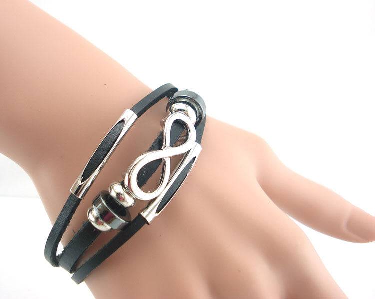 neutral non-mainstream leather retro men's leather bracelet bracelet 8 word unlimited symbol