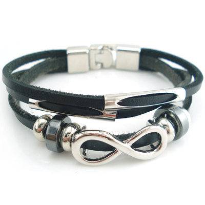 neutral non-mainstream leather retro men's leather bracelet bracelet 8 word unlimited symbol