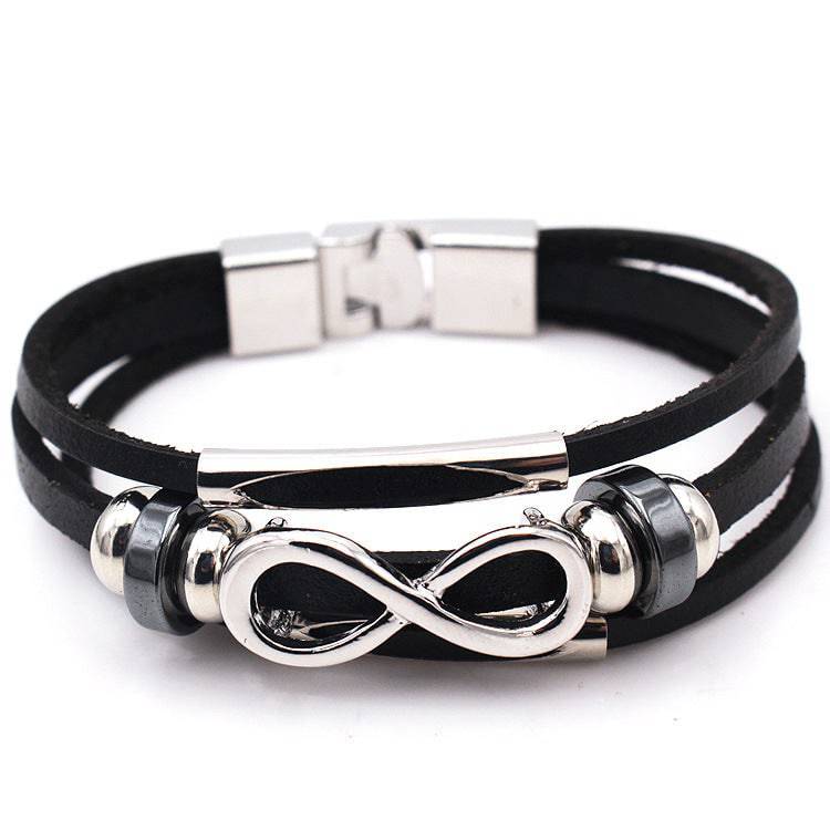 neutral non-mainstream leather retro men's leather bracelet bracelet 8 word unlimited symbol