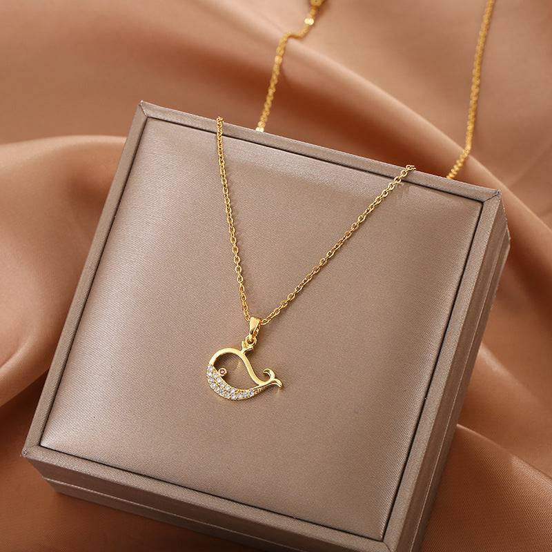 Cute Dancing Whale Titanium Steel Necklace For Women