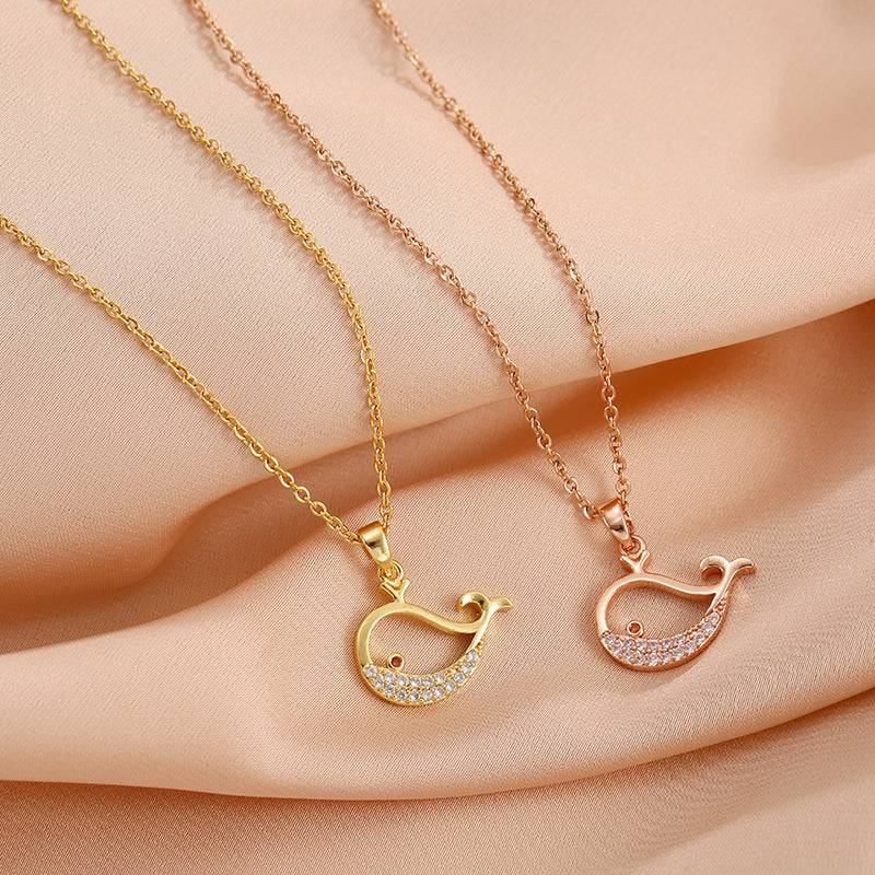 Cute Dancing Whale Titanium Steel Necklace For Women