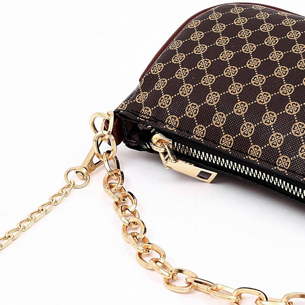 Soft face printed chain crossbody bag