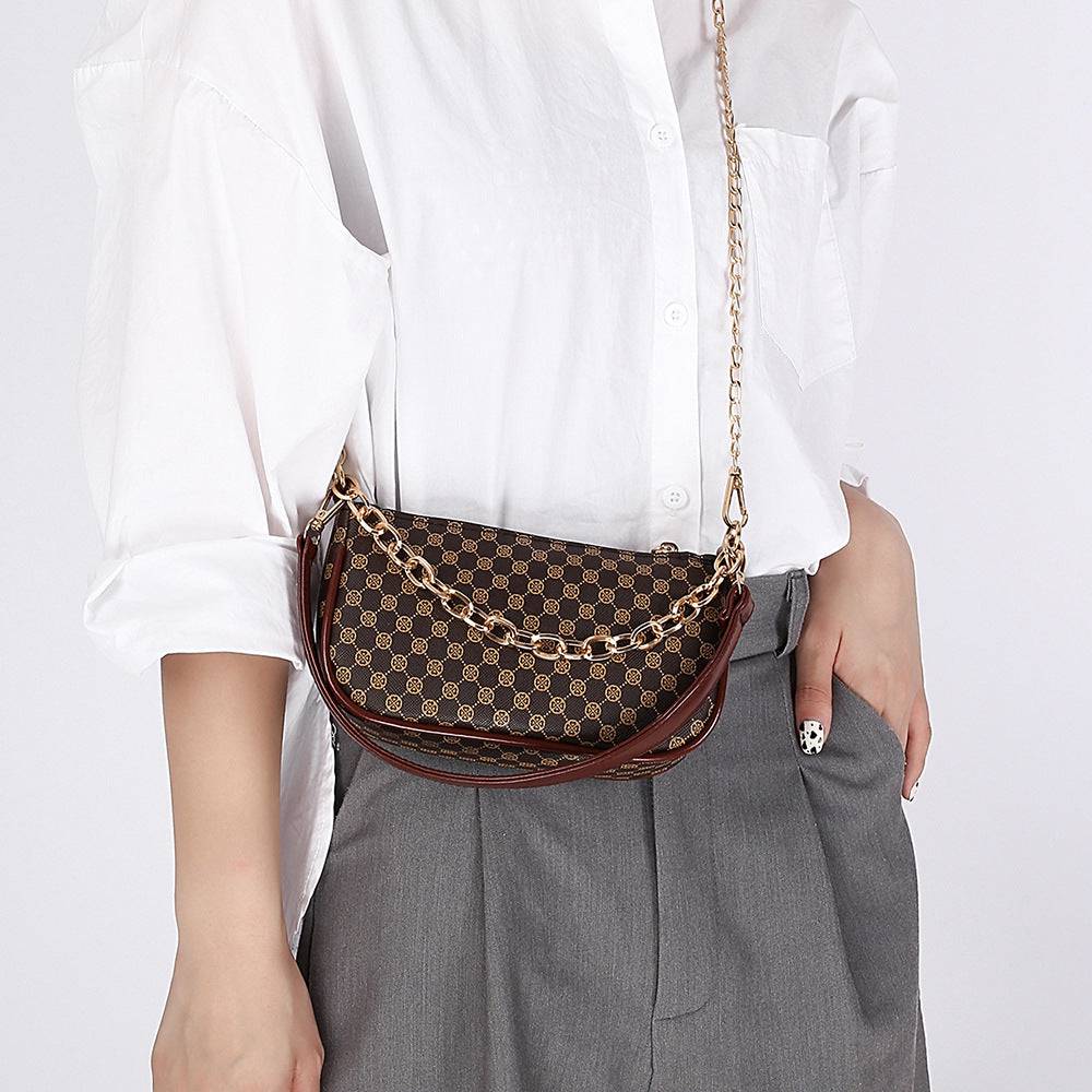 Soft face printed chain crossbody bag