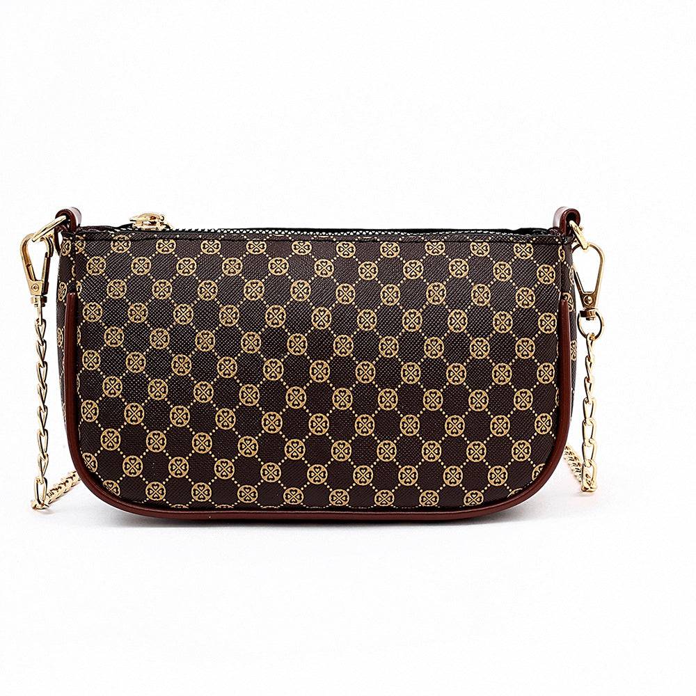 Soft face printed chain crossbody bag