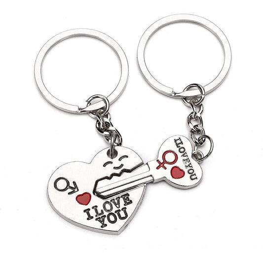 2pcs I Love You Key Chain Metal Red Heart Keychains Set For Boyfriend Girlfriend Valentines day gift