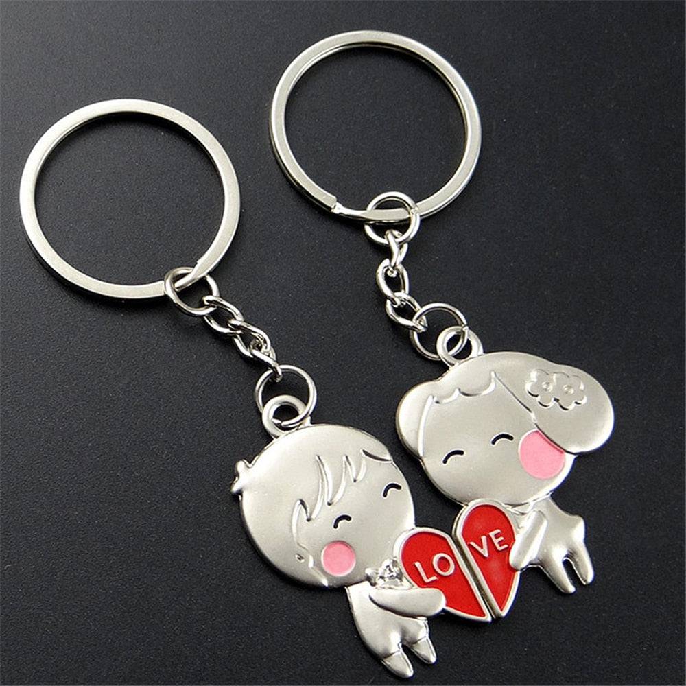 2pcs I Love You Key Chain Metal Red Heart Keychains Set For Boyfriend Girlfriend Valentines day gift