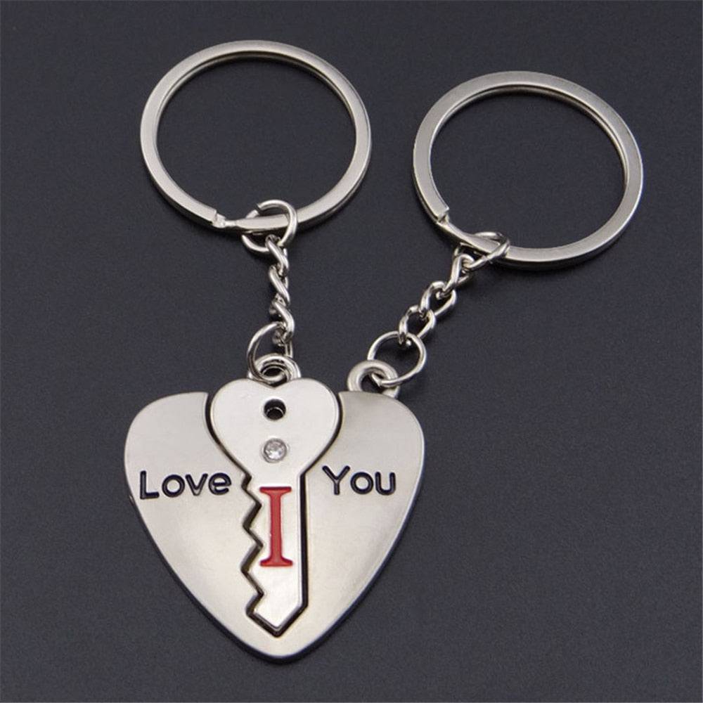 2pcs I Love You Key Chain Metal Red Heart Keychains Set For Boyfriend Girlfriend Valentines day gift