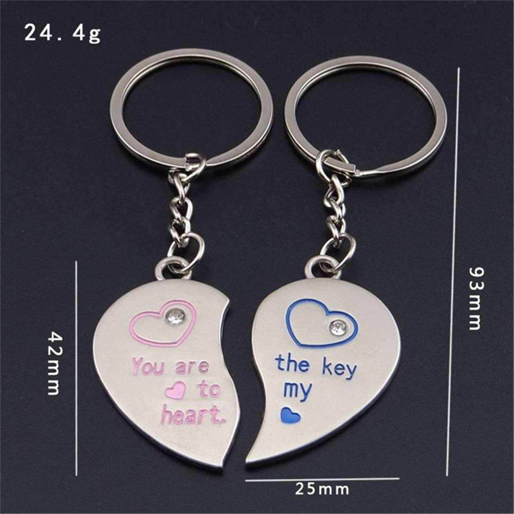 2pcs I Love You Key Chain Metal Red Heart Keychains Set For Boyfriend Girlfriend Valentines day gift