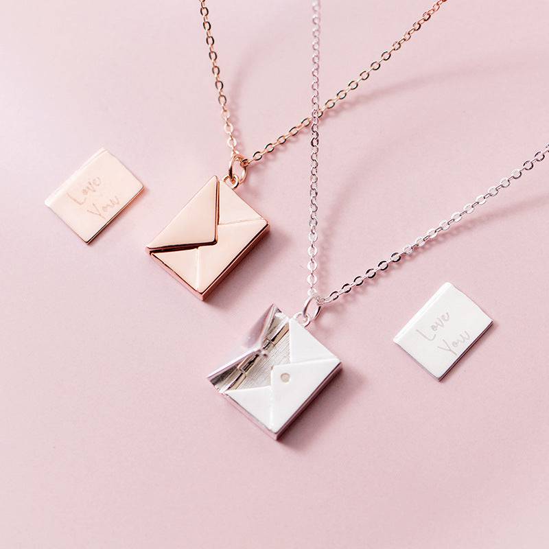 Fashion Jewellery Envelop Necklace Pendant Necklace Women Envelope Lover Letter Pendant Best Gifts For Girlfriend