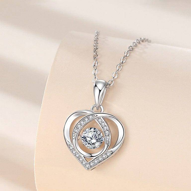 Beating Heart-shaped Necklace Women Luxury Love Rhinestones Necklace Jewelry Gift For Valentine's Day