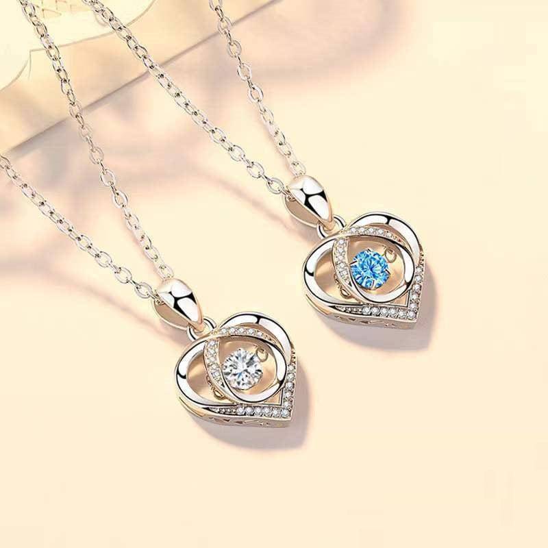 Beating Heart-shaped Necklace Women Luxury Love Rhinestones Necklace Jewelry Gift For Valentine's Day