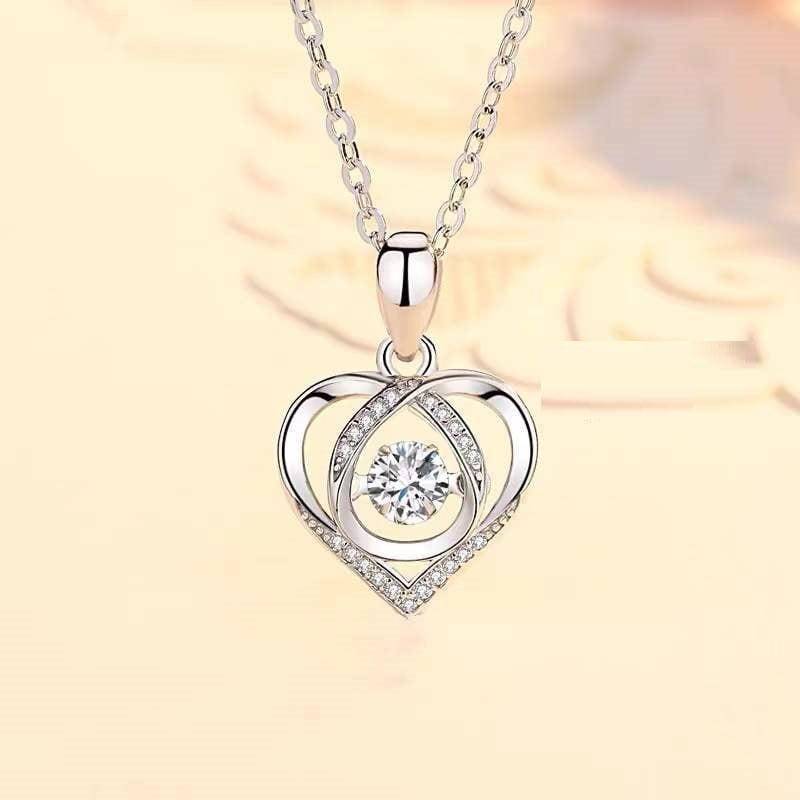 Beating Heart-shaped Necklace Women Luxury Love Rhinestones Necklace Jewelry Gift For Valentine's Day