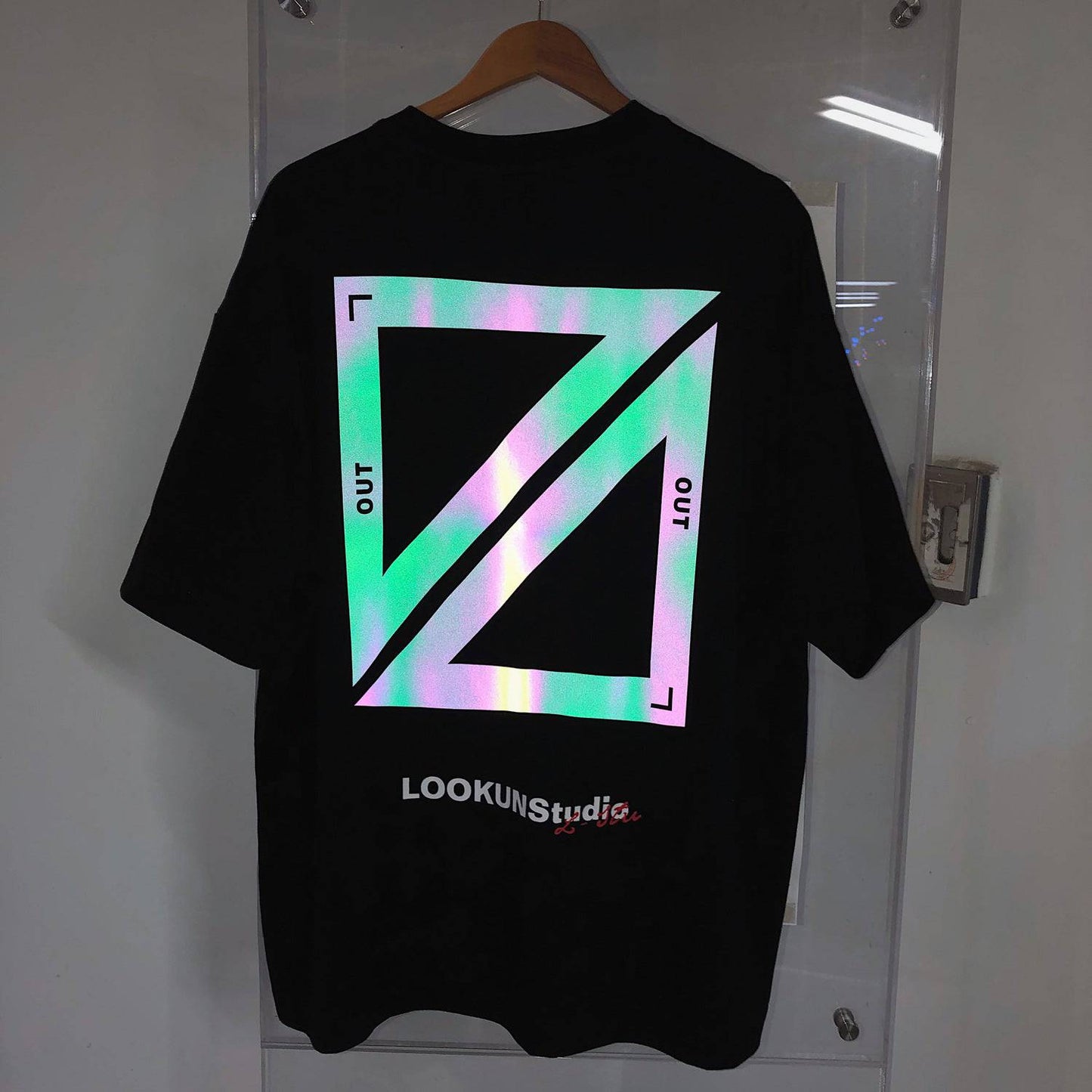 Laser colourful reflective short-sleeved T-shirt