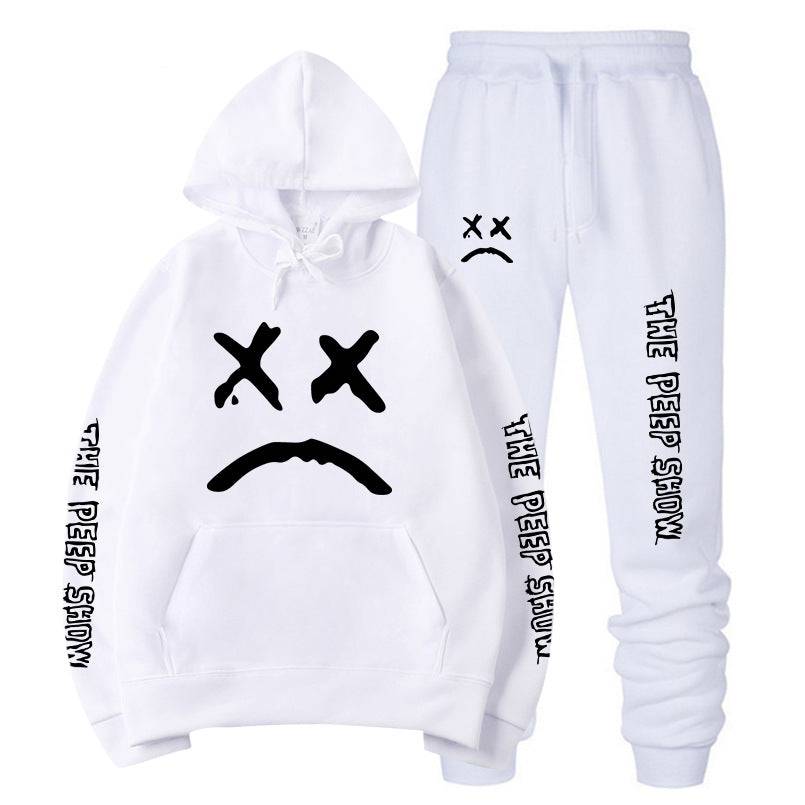 Hooded crew neck sweater with fleece suit