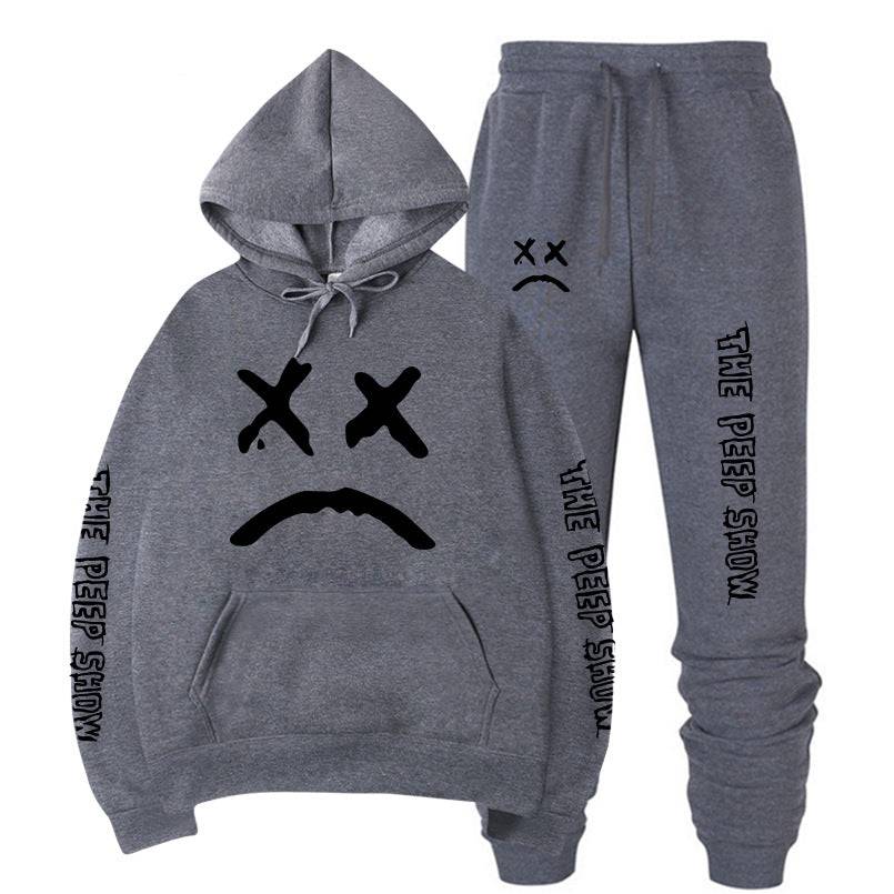 Hooded crew neck sweater with fleece suit