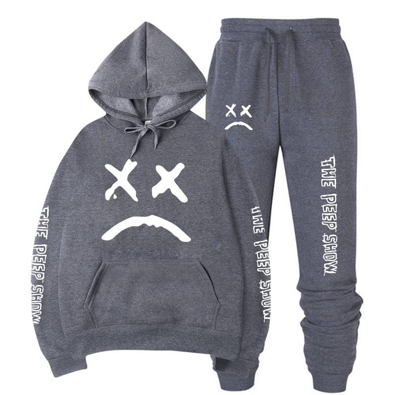 Hooded crew neck sweater with fleece suit