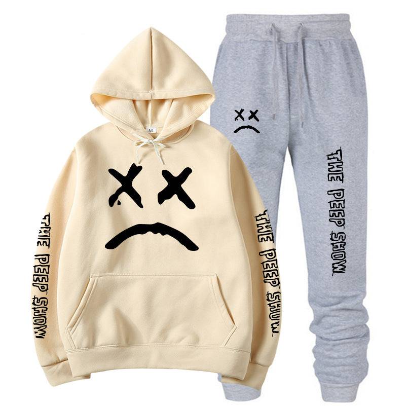 Hooded crew neck sweater with fleece suit