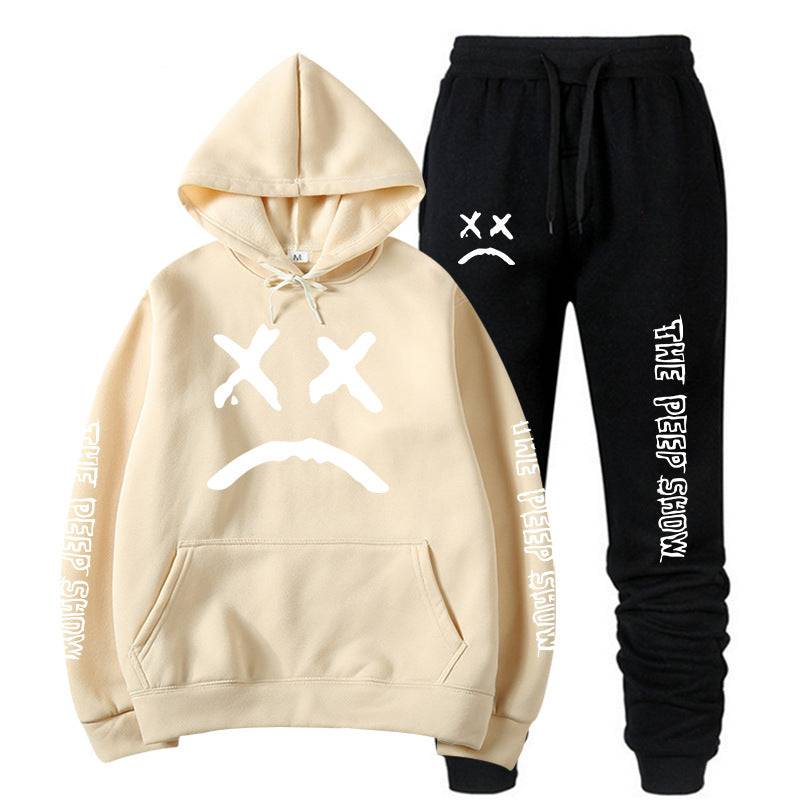 Hooded crew neck sweater with fleece suit