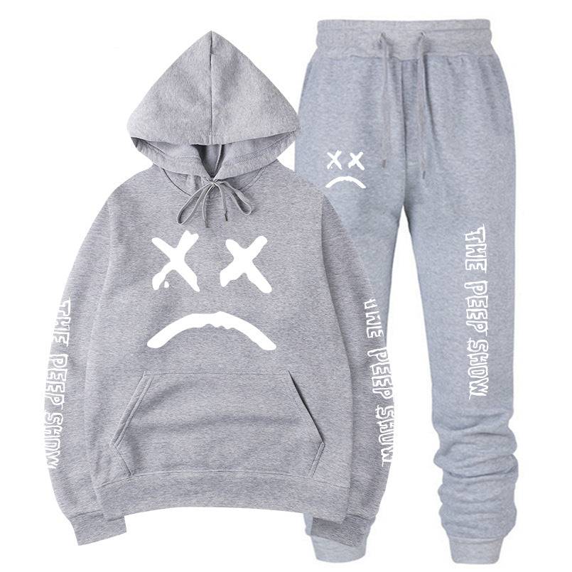 Hooded crew neck sweater with fleece suit