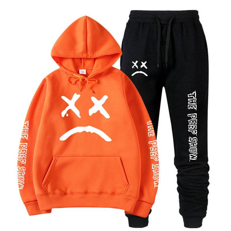 Hooded crew neck sweater with fleece suit