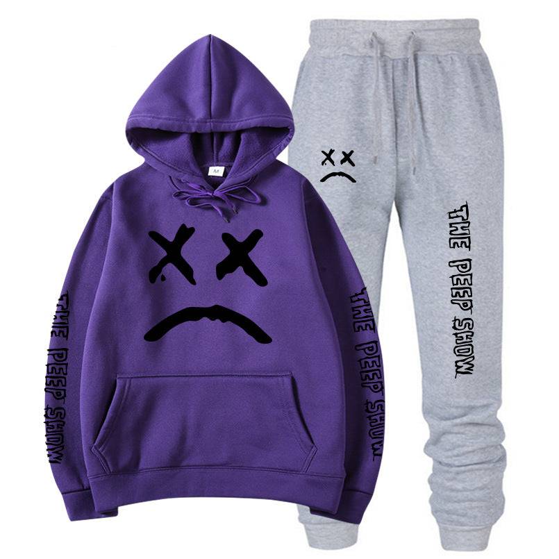 Hooded crew neck sweater with fleece suit