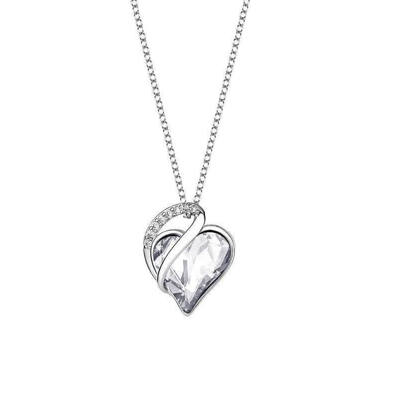 Silver Heart Shaped Geometric Necklace Jewelry Women's Clavicle Chain Valentine's Mothers Day Gift