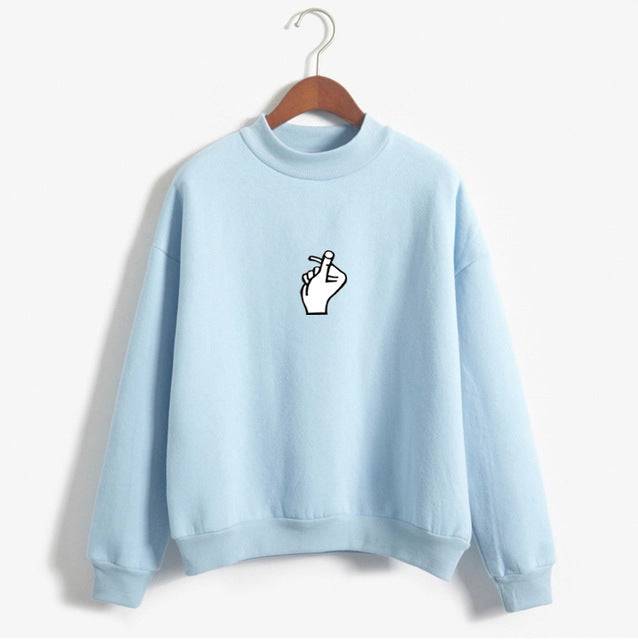 Fast Selling Popular Women's Cloth Love Finger Than Heart Gesture Sweater