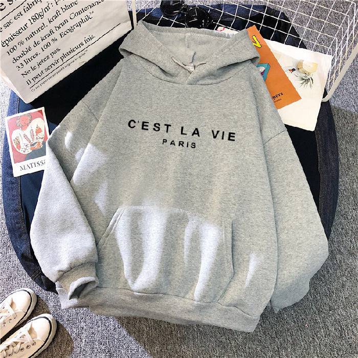 Loose Hooded Sweater Student Hoodie With Letter Print Sports Tops