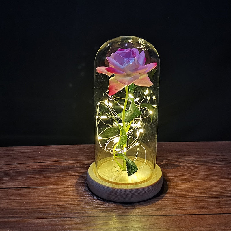 Valentines Day Gift Eternal Rose LED Light Foil Flower In Glass Cover - The INfinity Hub